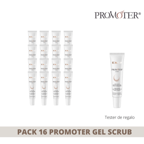 Kit Promoter Gel Scrub x 16 unidades de 15 ml + Tester