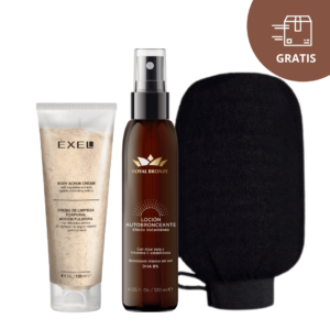 KIT Autobronceante spray Royal Bronze + Exfoliante + Guante aplicador + Envío Gratis